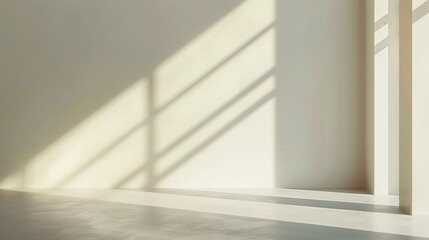 Obraz premium Minimalist Abstract White Background with Soft Shadows and Light Reflections, Ideal for Product Display or Advertising Backdrop in a Studio Setting.