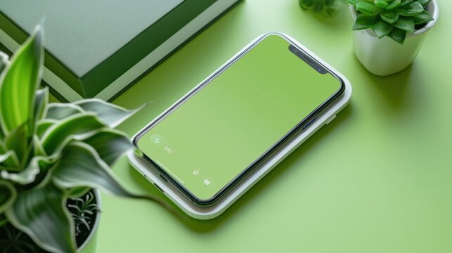 Green screen Chroma Key Health application on the screen of mobile phone