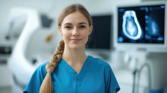 Veterinary professional using a portable ultrasound device to examine and diagnose a horse on a rural farm or ranch