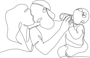 Happy family lineart drawing . Spend your free time with your family.