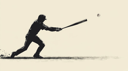 The silhouette of a baseball player swinging a bat