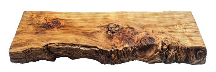 Textured slab of rustic natural wood, cut out