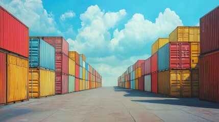 Fototapeta premium Shipping yard, cargo containers