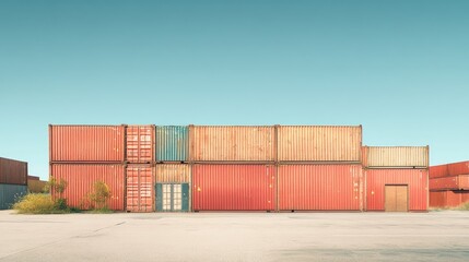 Fototapeta premium Shipping yard, cargo containers