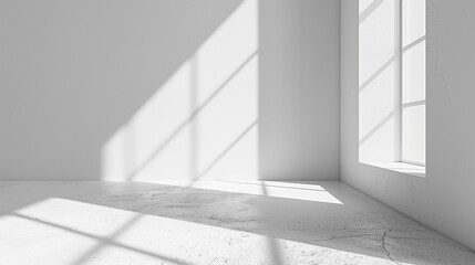 Fototapeta premium Minimalist Abstract White Background with Soft Shadows and Light Reflections, Ideal for Product Display or Advertising Backdrop in a Studio Setting