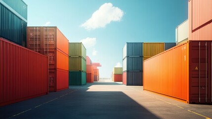 Fototapeta premium Shipping yard, cargo containers