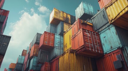 Fototapeta premium Shipping yard, cargo containers