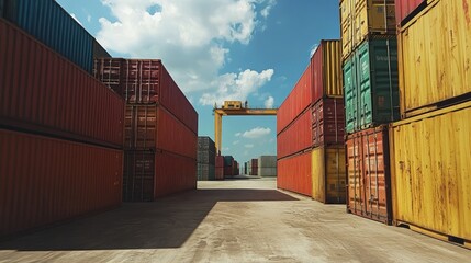 Fototapeta premium Shipping yard, cargo containers