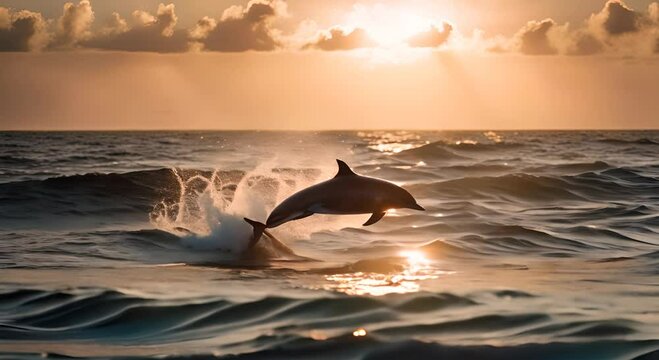 Dolphin jumping in the sea.