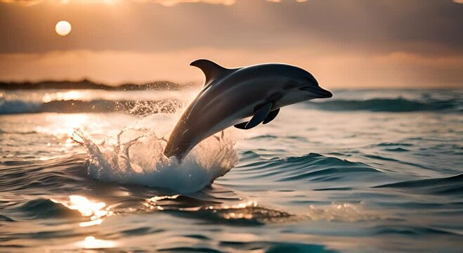 Dolphin jumping in the sea.
