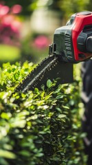 "Seasonal Hedge Trimming in a Garden"