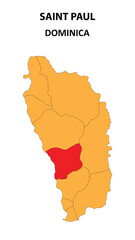 Obraz premium Saint Paul Map is highlighted on the Dominica map with detailed state and region outlines.