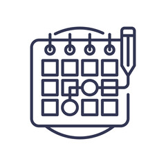 Illustration of a content calendar with a pencil, symbolizing planning and scheduling.