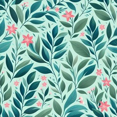 Floral seamless pattern with flowers and leaves Decorative vector pattern abstract background