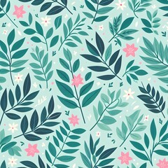 Floral seamless pattern with flowers and leaves Decorative vector pattern abstract background
