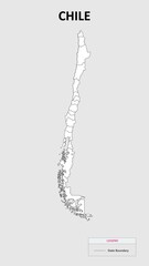 Chile Map. State map of Chile. Administrative map of Chile with states names in outline.