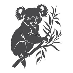 Hand Drawn Koala Silhouette Vector on a White Background
