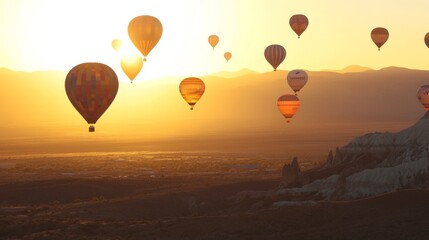 Fototapeta premium Hot Air Balloons at Sunrise