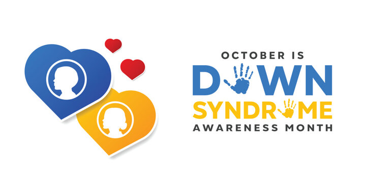 Down Syndrome Awareness Month. Heart and kids. Great for cards, banners, posters, social media and more. White background.