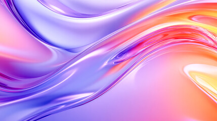 Obraz premium An abstract image showcasing glossy, fluid shapes in vivid colors including purple, pink, and gold, creating a surreal visual.