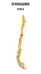 O'Higgins Map is highlighted on the Chile map with detailed state and region outlines.