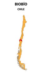 Biobío Map is highlighted on the Chile map with detailed state and region outlines.