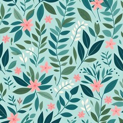 Floral seamless pattern with flowers and leaves Decorative vector pattern abstract background
