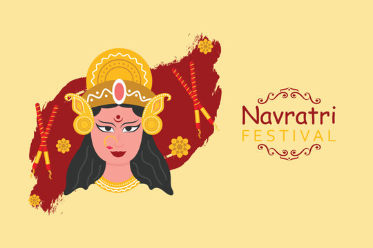Beautiful Durga Puja and Happy navratri hindu festival decorative background