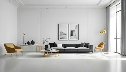 Fototapeta premium Photo interior modern design room 3d illustration