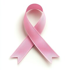 Breast Cancer Awareness Month. Breast cancer symbol pink silk ribbon on white background. Copy space