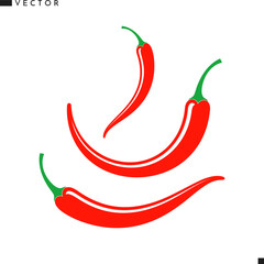 Red chili pepper. Vector illustration EPS10. Isolated chili peppers on white background