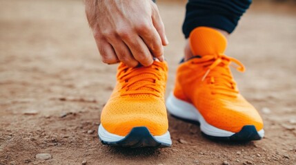 Naklejka premium Marathon Runner Receiving Foot Care After Intense Race with Depth of Field Depicting Sports Injuries Blisters and Soreness from Endurance Competition