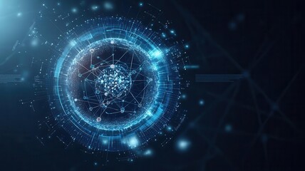 Obraz premium Dynamic infographic of a nucleus with biochemical pathways mapped out, educational design, cellular function