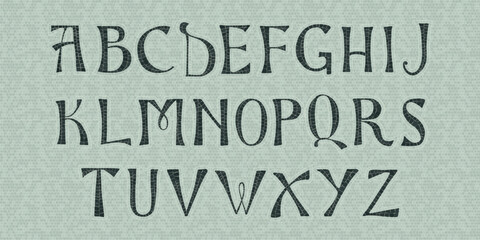 Mosaic tiles Alphabet capital letters set. Editable vector letters template in flat colors.