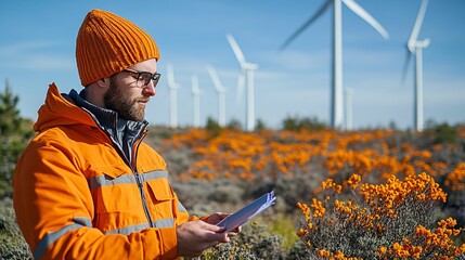Precision Planning for Wind Resource Allocation - Expert Site Assessor Conducting Detailed Energy Efficiency Analysis under Clear Sky