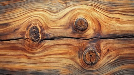 Close-up of Knots and Grain Patterns in a Weathered Wooden Surface