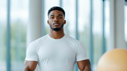 Football Player Engaging in Balance and Stability Exercises During Rehabilitation Therapy Session to Regain Strength and Mobility After Sports Injury