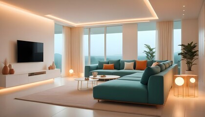 Photo interior modern design room 3d illustration