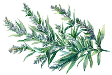 Obraz premium Natural Wormwood and Sagebrush Herbal Elixir. Watercolor Illustration of Aromatic Medicinal Plant