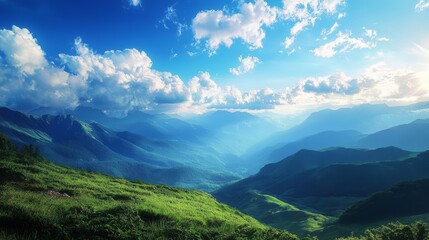 Majestic Mountain Landscape with Cloudy Sky.