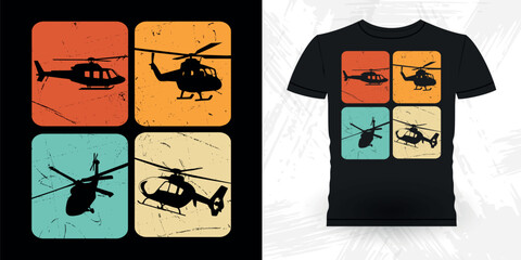 Funny Flying Helicopter Retro Vintage Pilot Helicopter T-shirt Design © Tee_expert