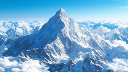 Majestic Mountain Peak with Snowy Summit.