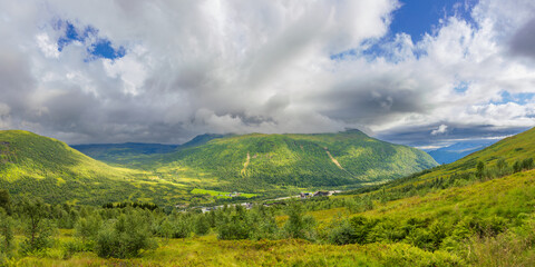 Naklejka premium View of the valley of Myrkdalen, Norway