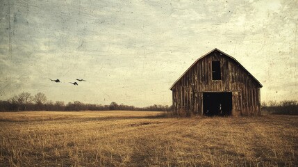 Obraz premium Rustic Barn in a Field.