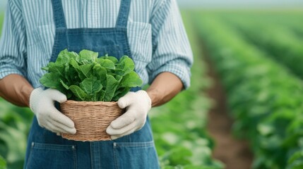 Farmer applying natural insect repellents to organic crops in a field practicing sustainable and eco friendly pest management techniques for a healthy chemical free harvest