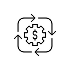 Cash flow outline icons, minimalist vector illustration ,simple transparent graphic element .Isolated on white background