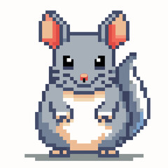 Cute Pixel Art Chinchilla Character   Retro Video Game Style Animal Illustration