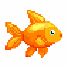 Obraz premium Pixel Art Goldfish Illustration Retro Style Aquatic Animal Graphic