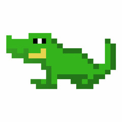 Obraz premium Retro Pixel Alligator Illustration Nostalgic and Colorful Digital Art