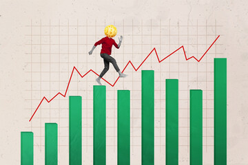 Artwork poster collage of headless male silhouette running diagram isolated on drawing background